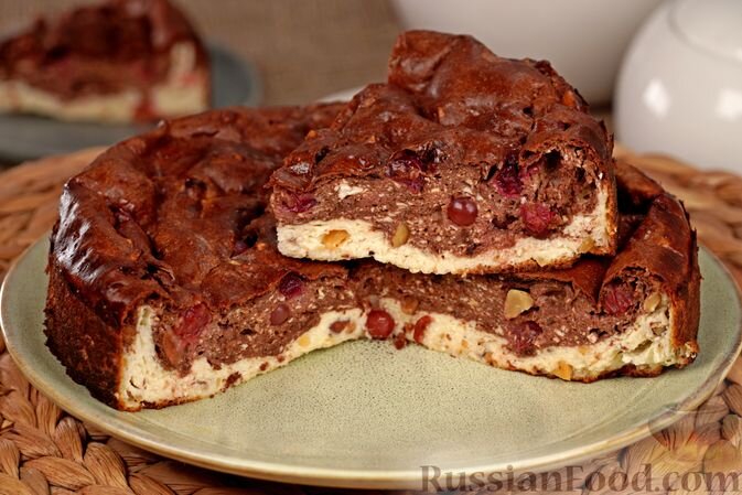 творог, яйца, сметана, крахмал, сахар, сахар ванильный, клюква, миндаль, какао-порошок, масло сливочное