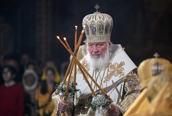    Патриарх Московский и всея Руси Кирилл во время Рождественского богослужения в храме Христа Спасителя в Москве