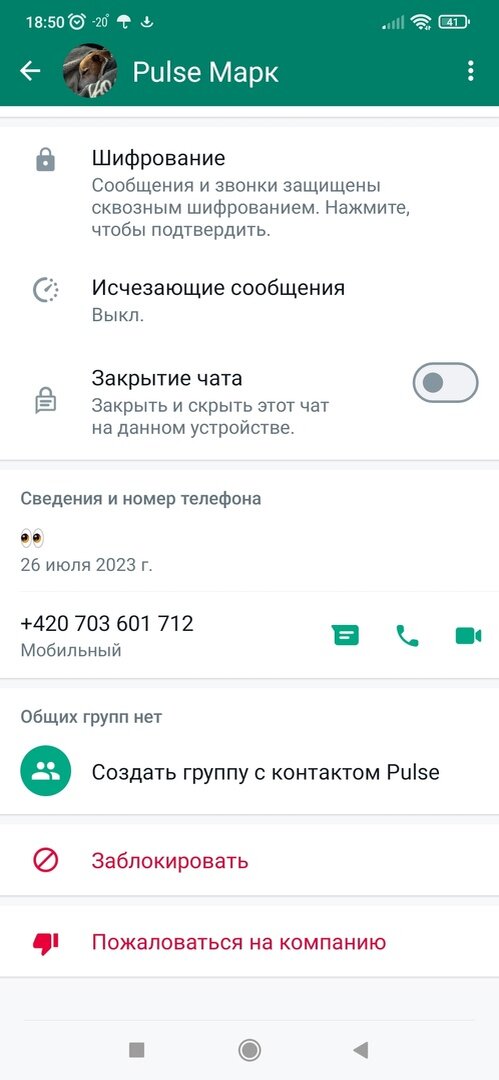 Аккаунт WhatsApp 