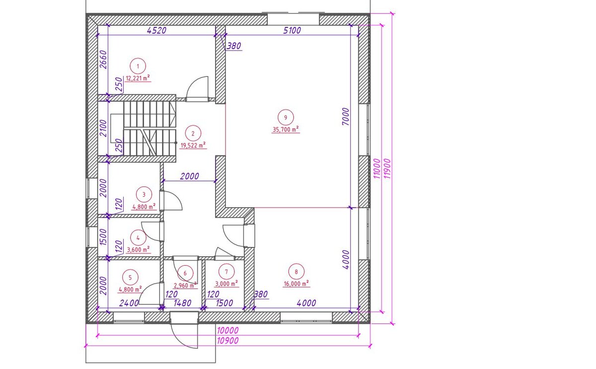 Пример работы "архитектора", где дом представляет из себя куб с натыканными невпопад помещениями