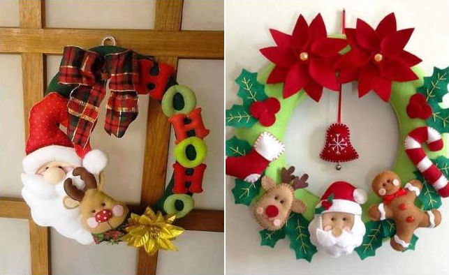 Рождественские венки из фетра