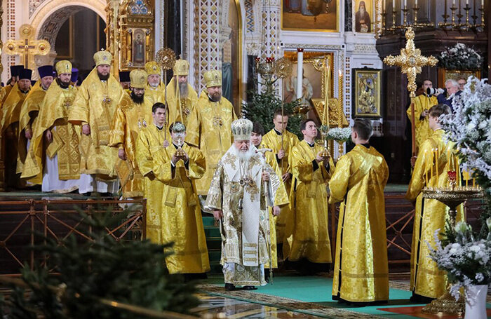    Патриарх Московский и всея Руси Кирилл во время Рождественского богослужение в храме Христа СпасителяАртур Новосильцев/АГН «Москва»