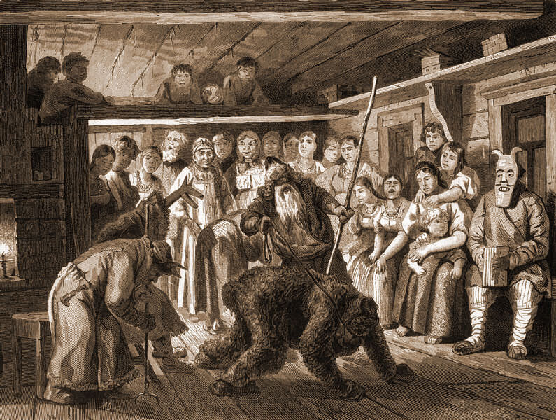 П. Каверзнев. Ряженые (медведь, дед-поводырь, старуха, коза)