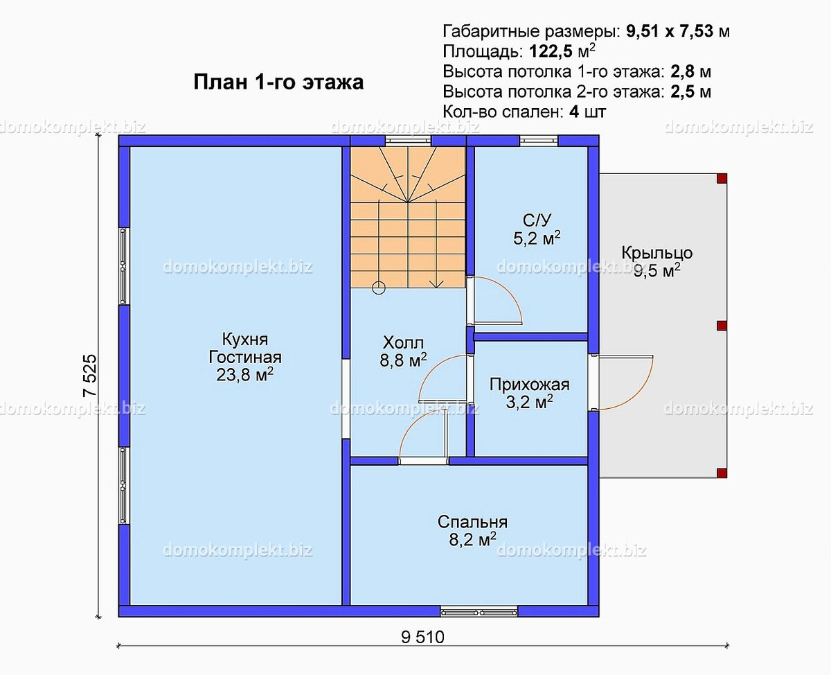 Планировка 1-го этажа