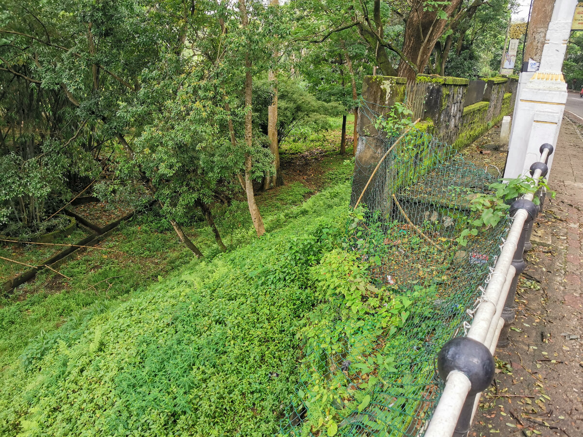 Здесь легко перелезть через перила моста и по сетке спустится вниз, пока никто из местных не видит