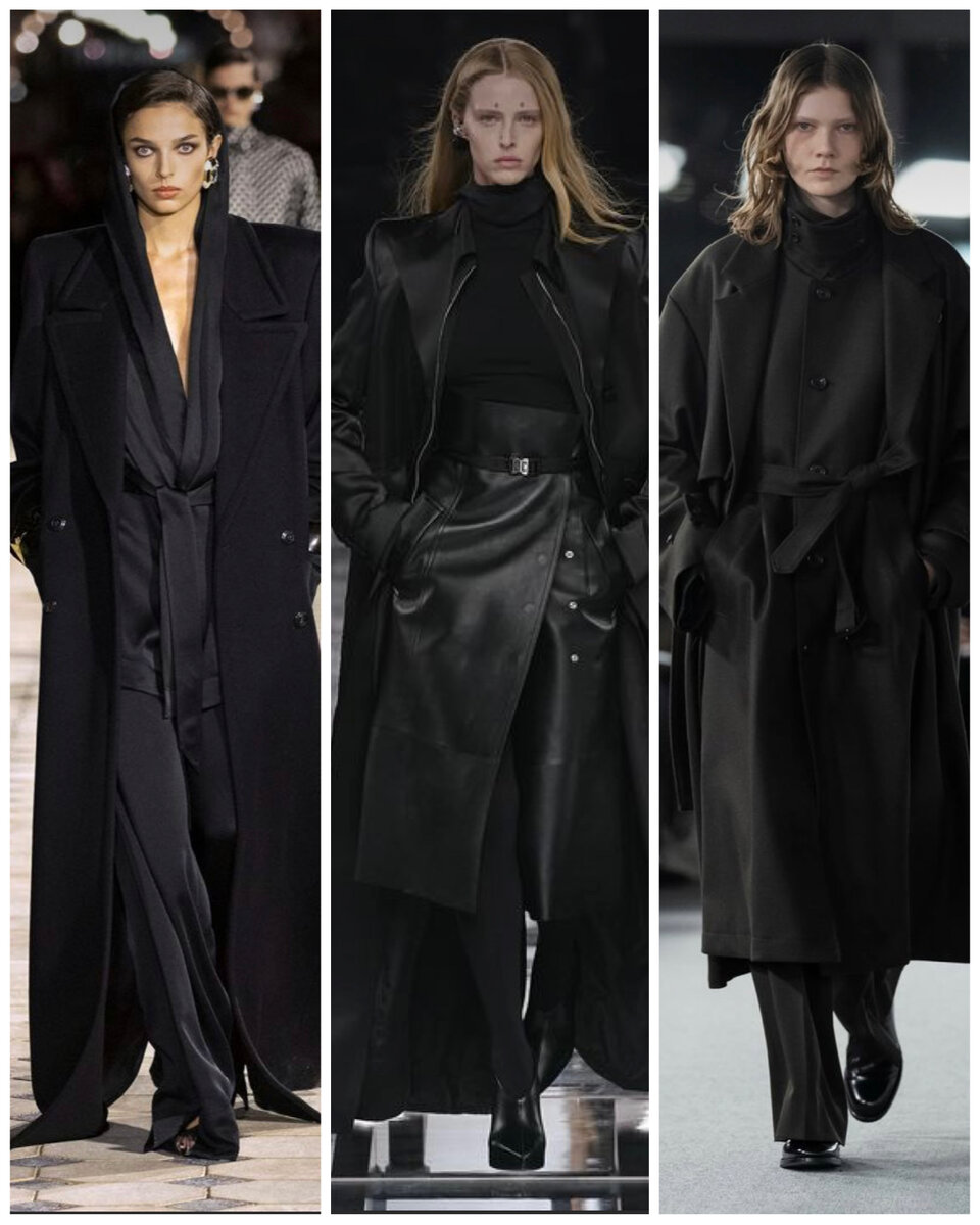 «Черные» образы были практически у всех именитых брендов с историей вроде Valentino, Saint Laurent, Givenchy, Michael Kors. Фото с Pinterest.