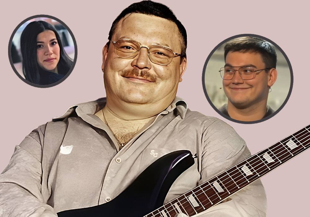 Михаил Круг. Слева - его падчерица Марина, справа - сын Александр