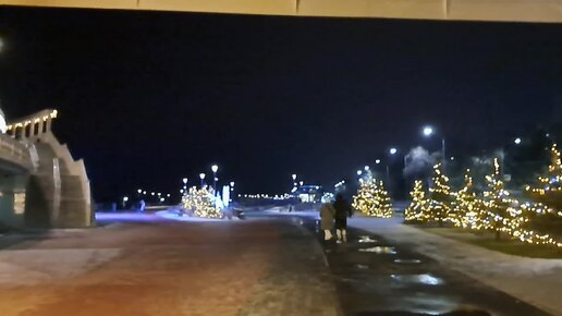 Волгоград ночью, Набережная зимой 07.01.2024