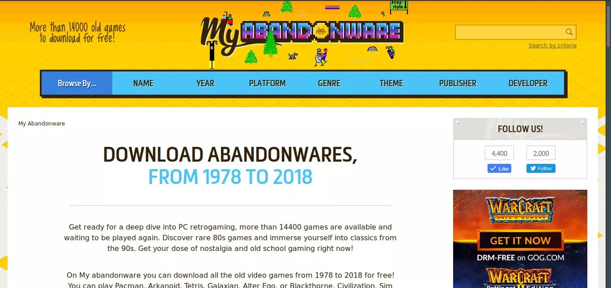 Откройте браузер и перейдите по адресу На сайте My Abandonware.На сайте My Abandonware