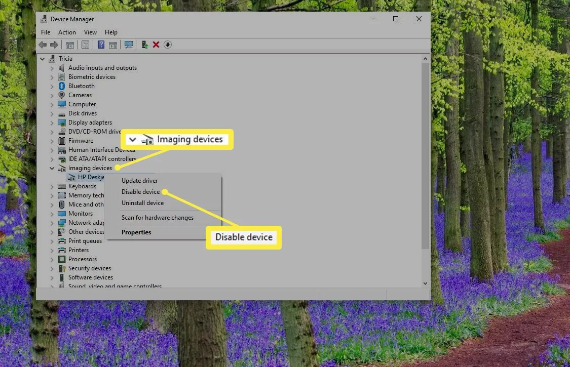 Щелкните правой кнопкой мыши имя вашей камеры и выберите Отключить устройство .Чтобы увидеть камеру, вам, вероятно, потребуется развернуть категорию Устройства визуализации. Для этого нажмите стрелку, направленную вправо, слева от названия категории. Это откроет категорию и покажет все устройства в этой категории.