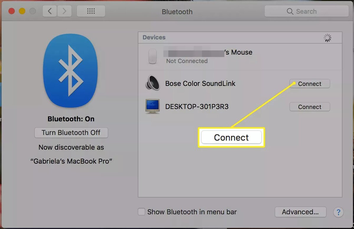 В списке Устройства выберите кнопку Подключить для динамиков Bluetooth.