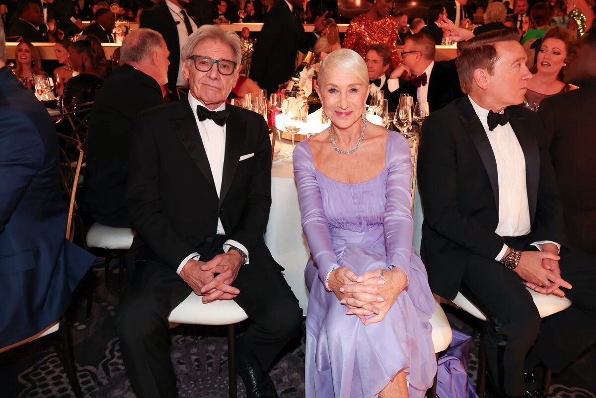 Харрисон Форд и Хелен Миррен на 81-й церемонии вручения премии «Золотой глобус», состоявшейся в отеле Beverly Hilton 7 января 2024 года в Беверли-Хиллз, Калифорния.