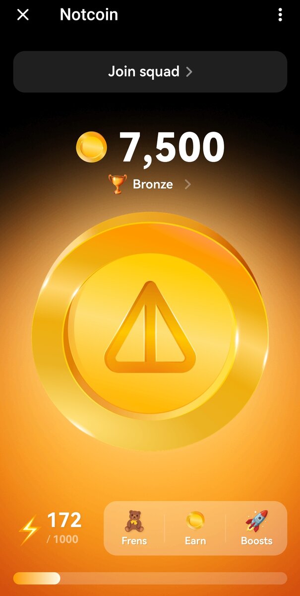 Главный экран бота Notcoin