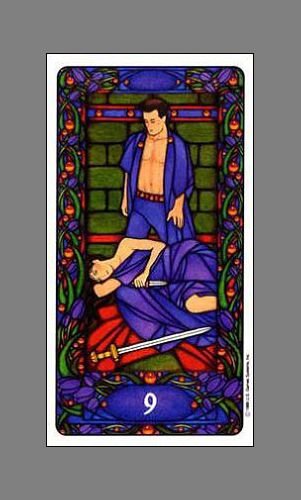 9 пентаклей и 9 чаш. Таро галерея. Art nouveau Tarot. Девятка пентаклей арт нуво. Девятка мечей Таро. Девятка жезлов Таро.