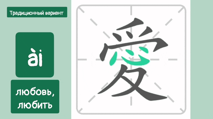 ИЕРОГЛИФ ЛЮБОВЬ, ЛЮБИТЬ. Традиционный вариант.