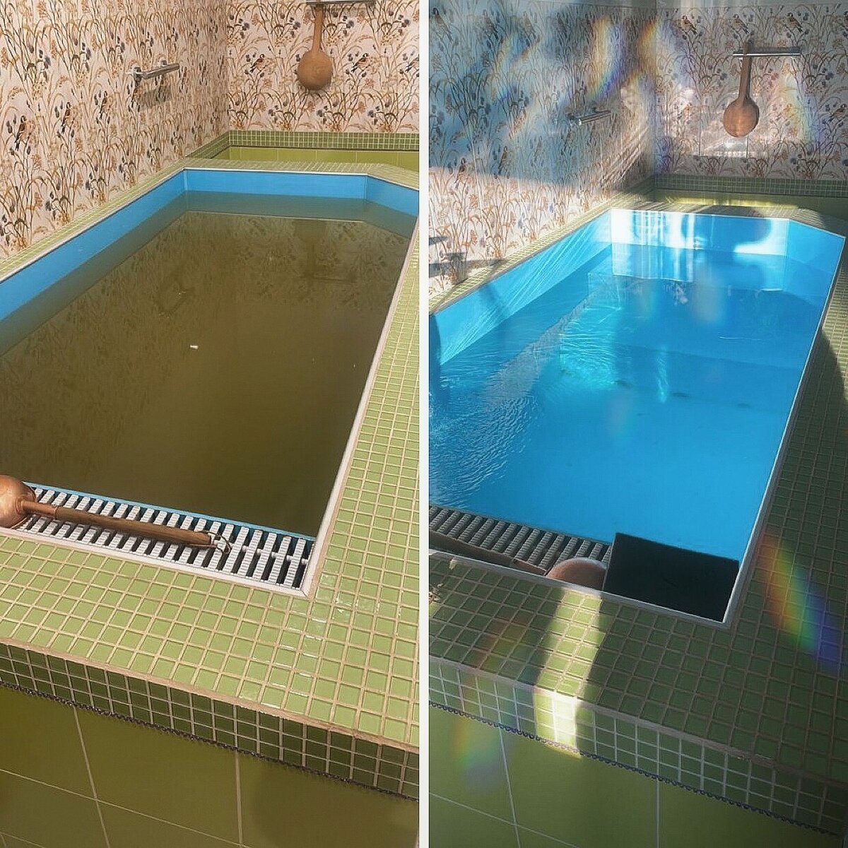 Вода до установки фильтра обезжелезивателя с упрощенной аэрацией и после.