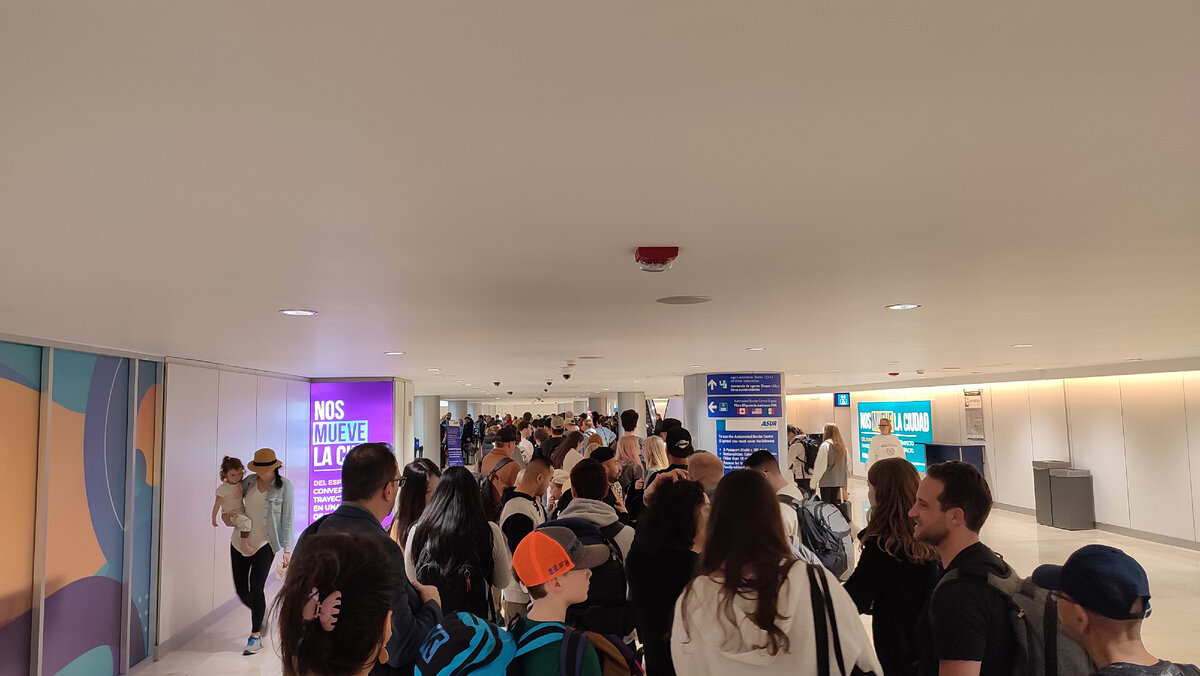 Это только половина очереди на паспортный контроль