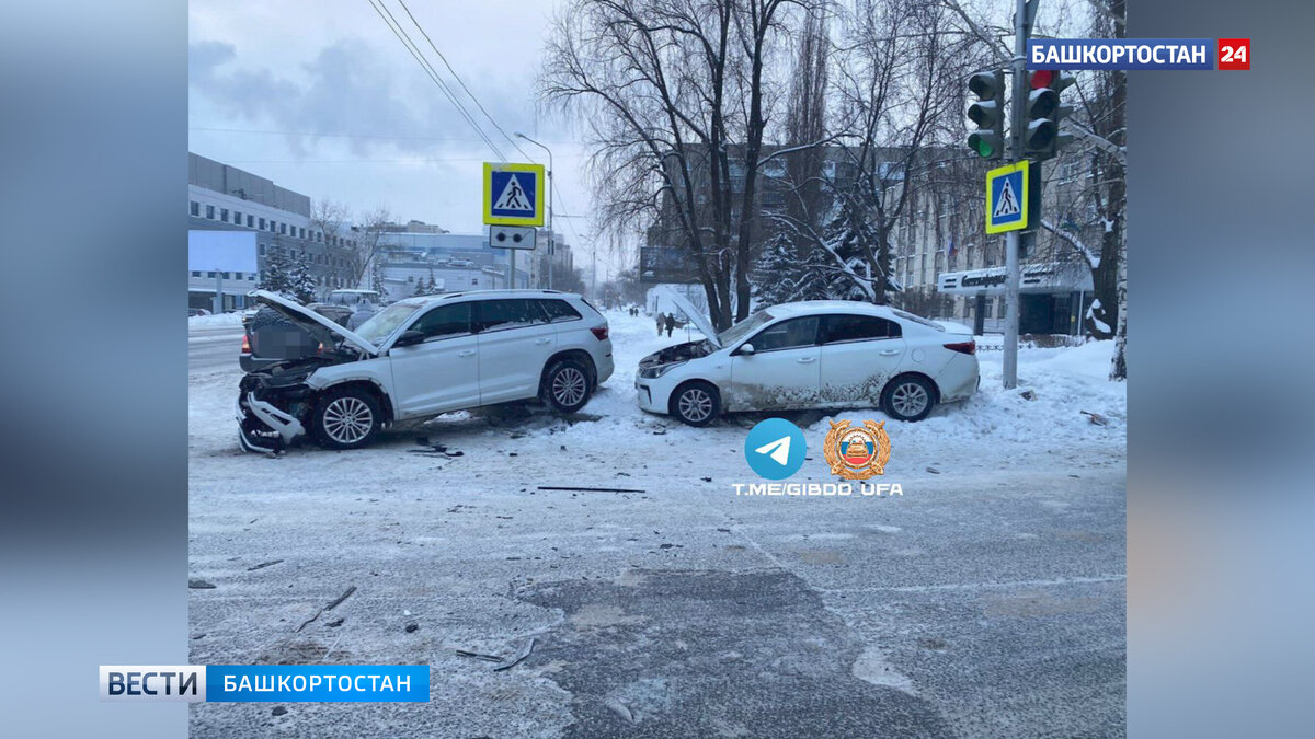    В центре Уфы при столкновении двух иномарок пострадал пешеход