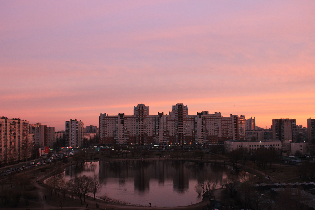 Вид из окна квартиры, в которой мы жили, на парк Ивана Фомина