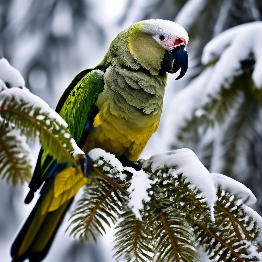 Скрытые Краски Зимы: Попугаи в Зимних Лесах Подмосковья
