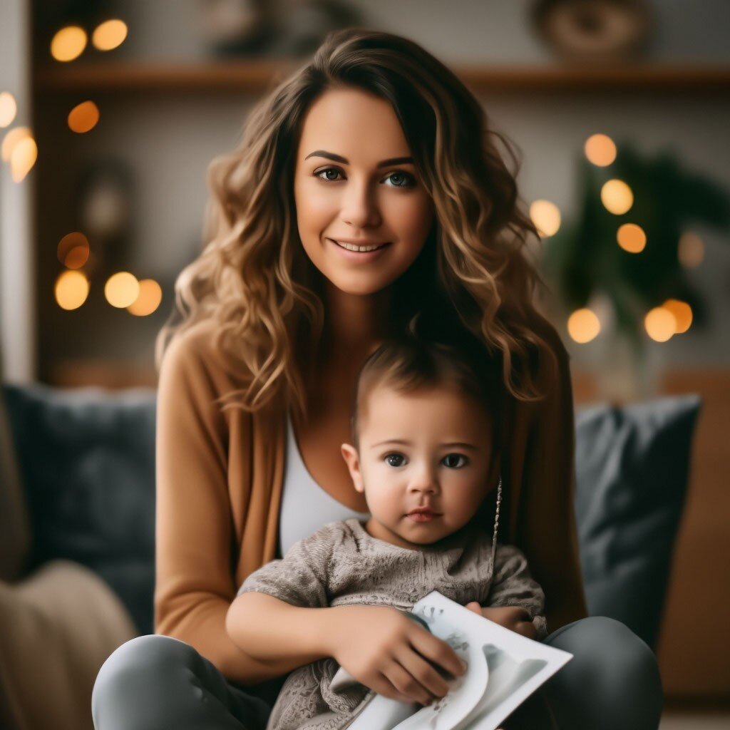 Мда, плохо себе нейросеть смогла представить, как выглядит пытающаяся заработать мама в декрете 😄