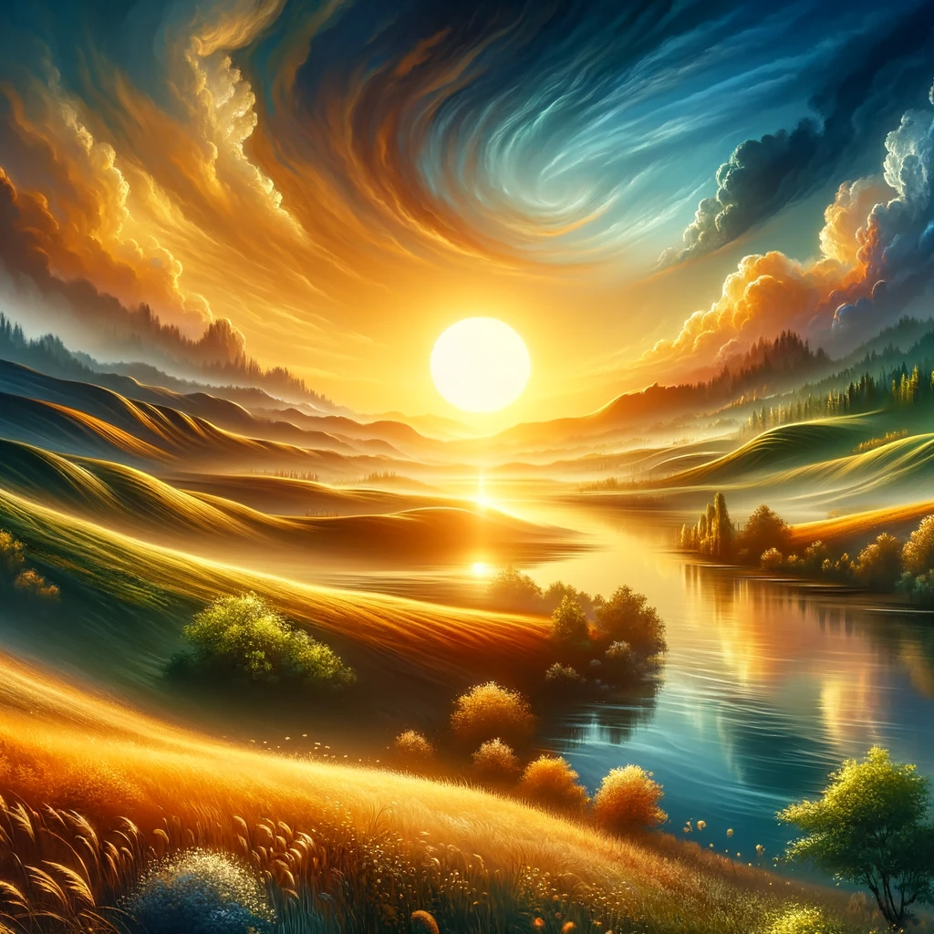 Пейзаж с рассветом, символизирующий новые начинания и открытия в области эмоционального интеллекта