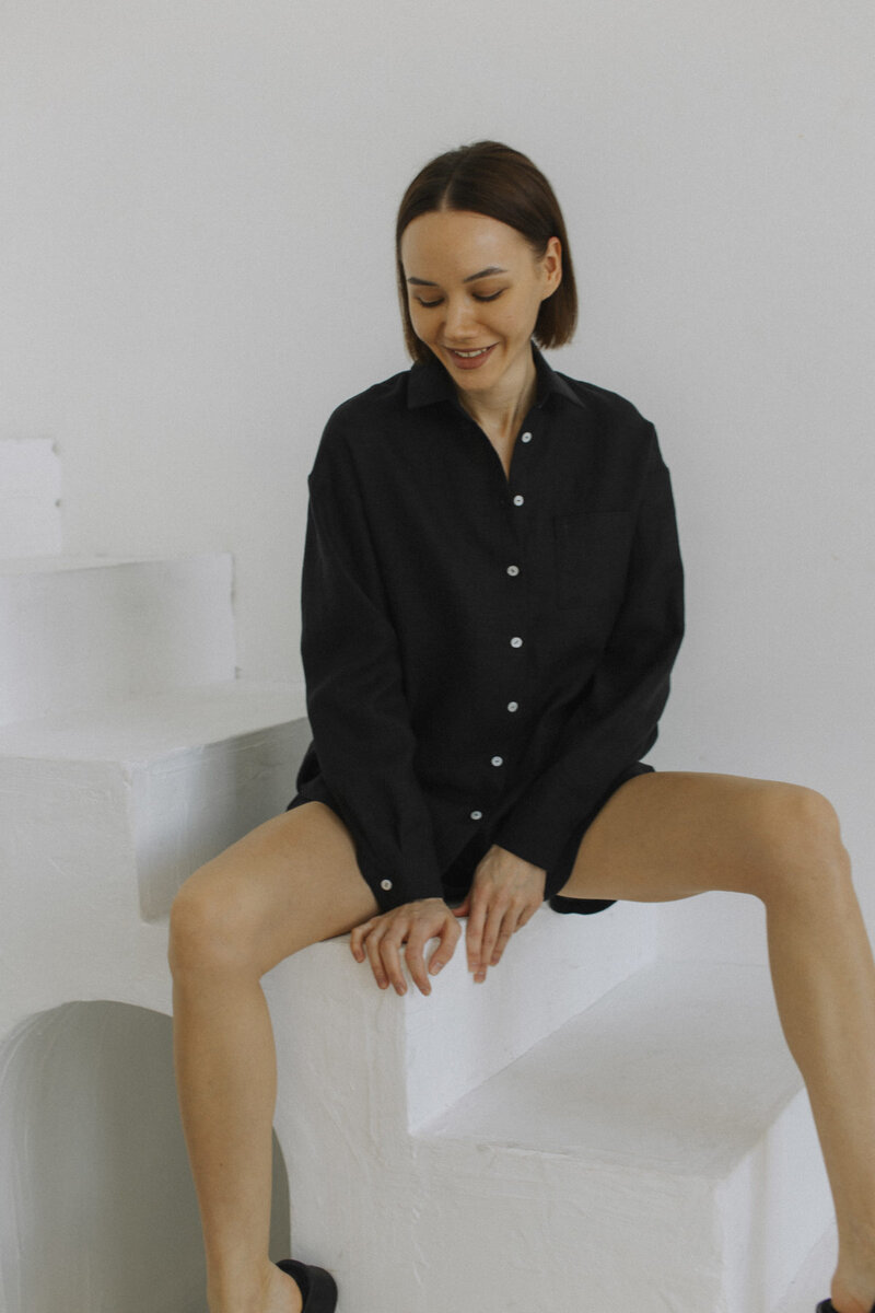 Рубашка из 100% умягченного льна QUALITY 