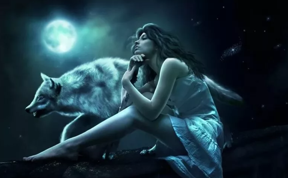 Женщина подобрала волка. Девушка с волком. Девушка и волк фэнтези. Волчица. Девушка ,волк ,Луна фэнтези.
