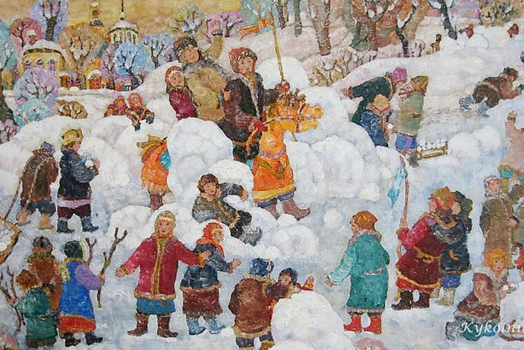 Взятие снежного городка (художник Дмитрий Холин)