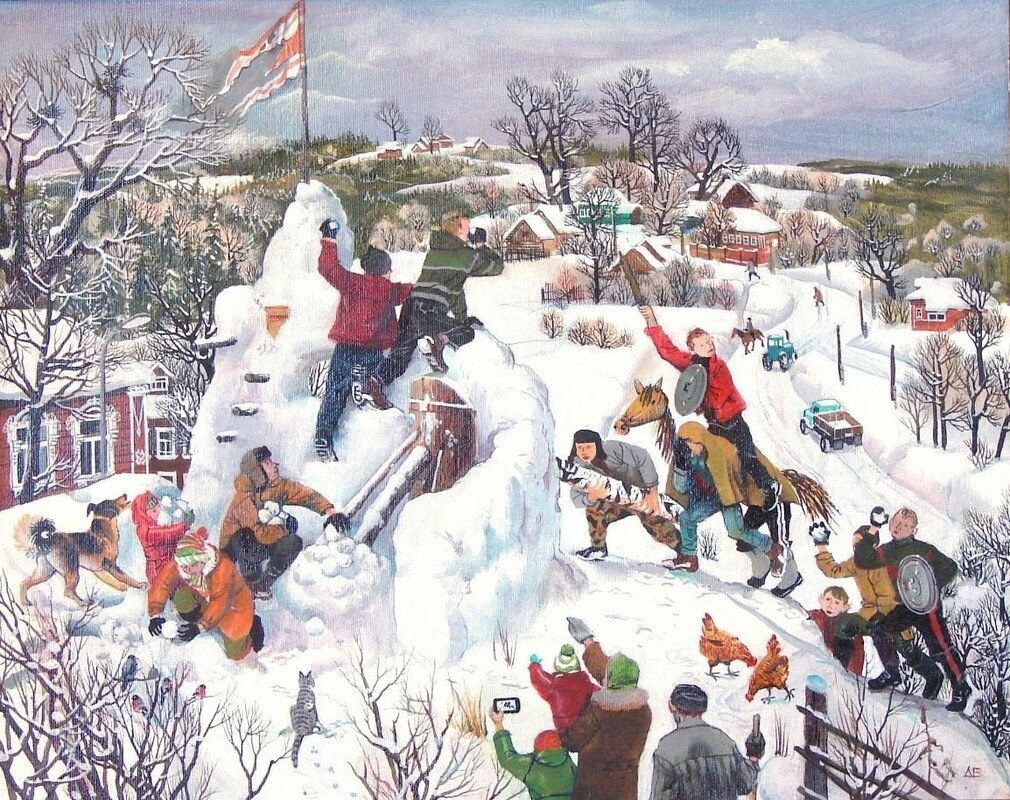 Зима на Руси (художник Дина Ельцева)