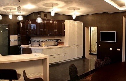 Дизайн гостинная с кухней
