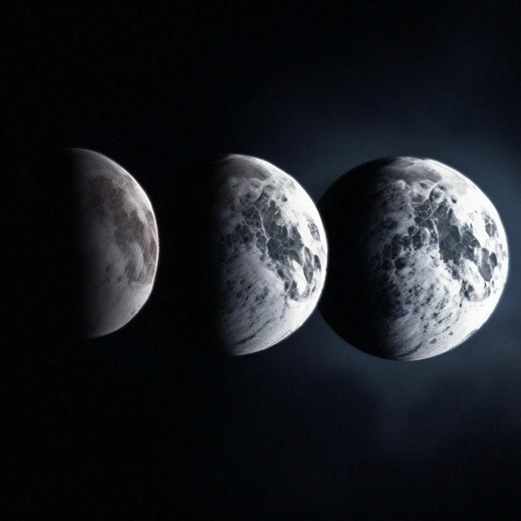 Как выглядит Луна в фазе роста, для наблюдателя с Земли. 
Изображение создано с помощью приложения «Шедеврум»
https://shedevrum.ai/post/2cbd4f2cca1e11eeb03dd6f07e64960d/