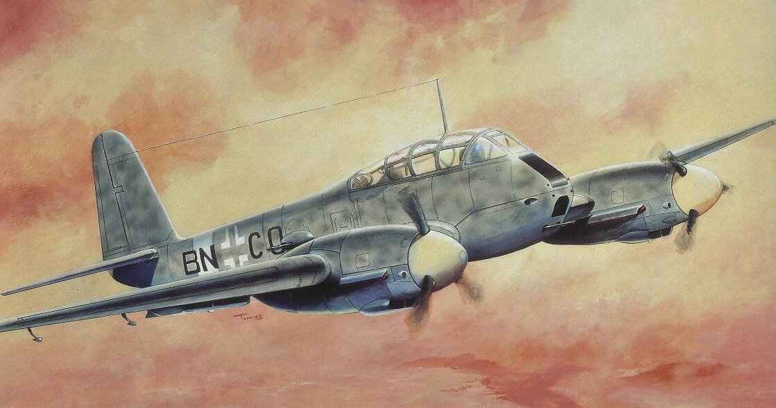 Рисунок истребителя Messerschmitt Me. 210. Источник: https://war-book.ru/