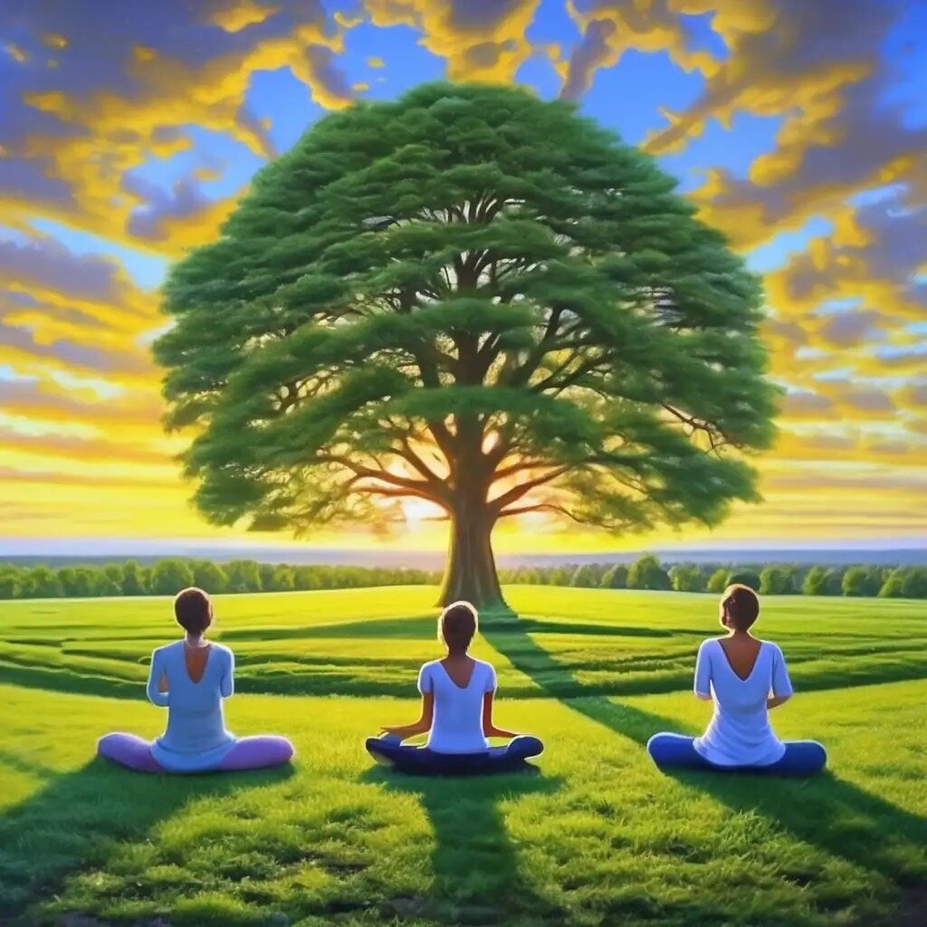 Йога на природе. Картина сгенерирована нейросетью. 2024 г.