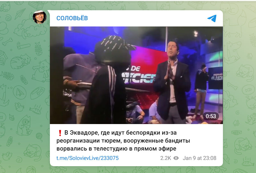 СКРИНШОТ: СОЛОВЬЁВ/TELEGRAM