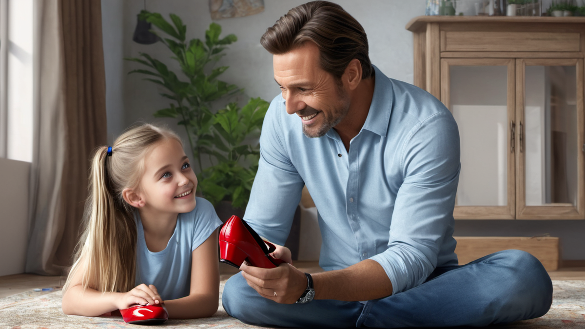 Папа подарил мне лаковые туфельки на небольших каблуках красного цвета.