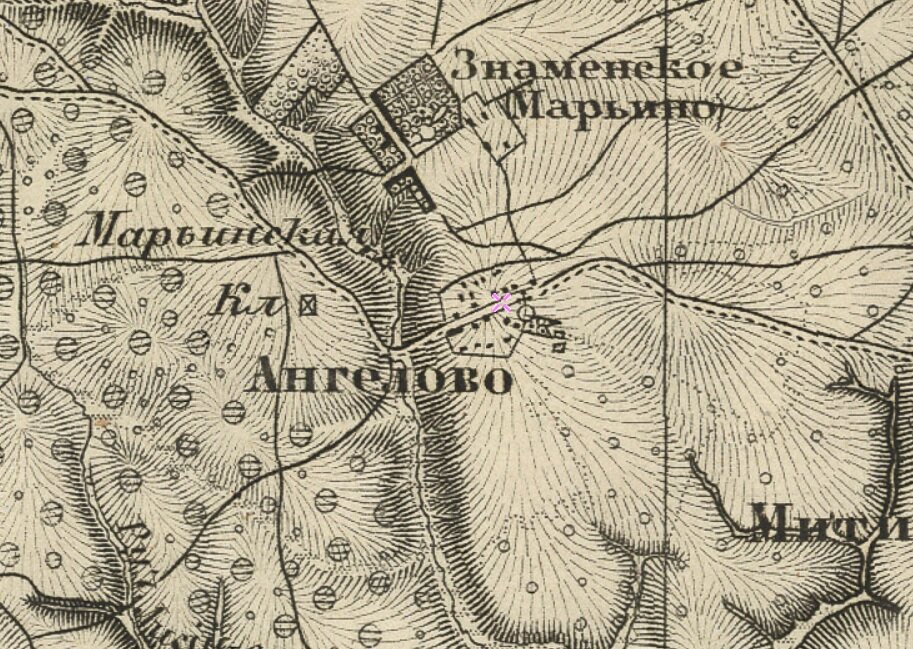 Село Ангелово на карте 1860 года
