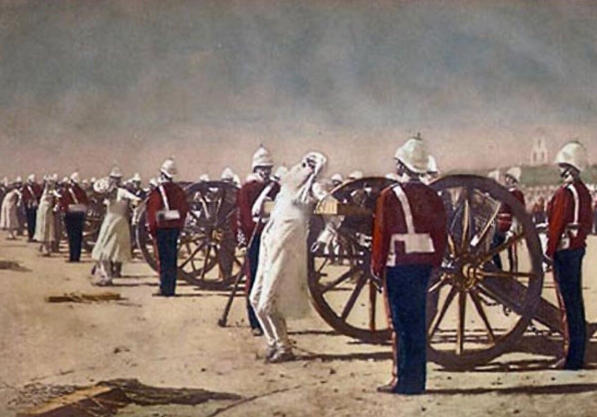 Казнь из пушек в Британской Индии (казнь сипаев/дьявольский ветер). Василий Верещагин