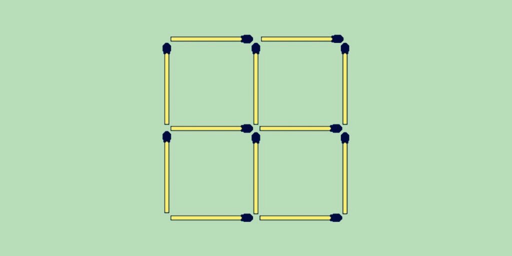 Переложите 2 спички и увеличьте количество квадратов