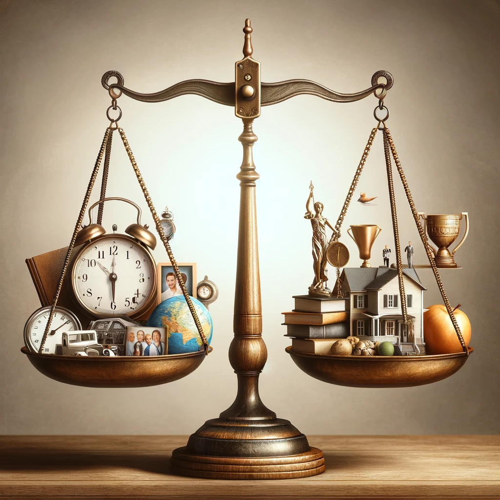 Весы, на одной чаше которых находятся приоритеты, а на другой – ваши цели