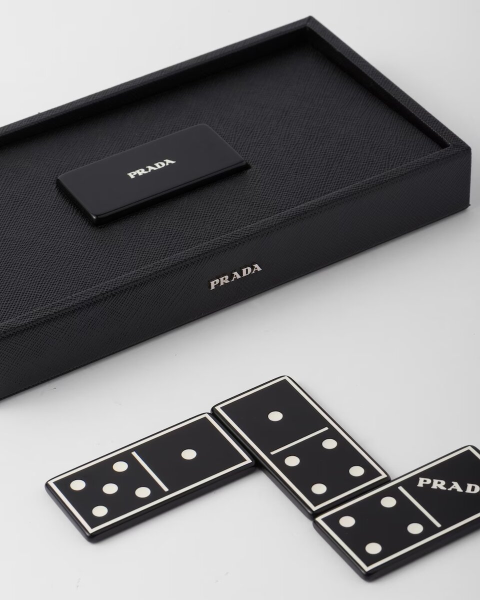 Prada Black Saffiano Leather Dominoes Set