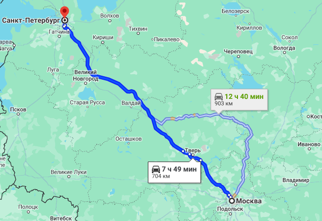Сколько до санкт петербурга