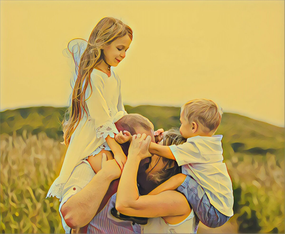 Аня и  Ваня с мамой и папой