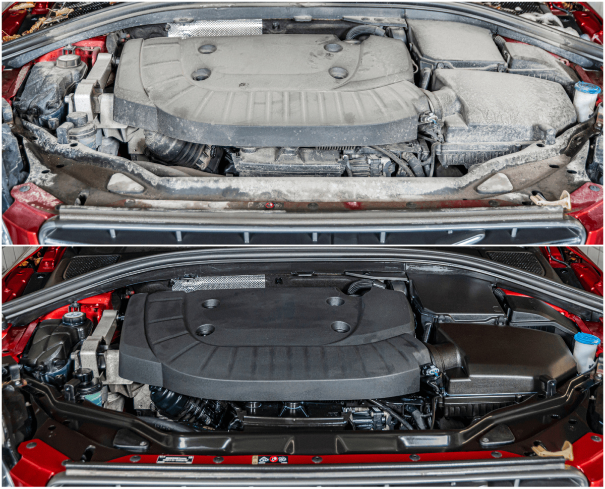 Так выглядит подкапотное пространство до мойки и после неё.
Источник: shutterstock.com