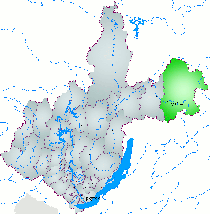 Бодайбинский район на карте Иркутской области (фото с просторов интернета)