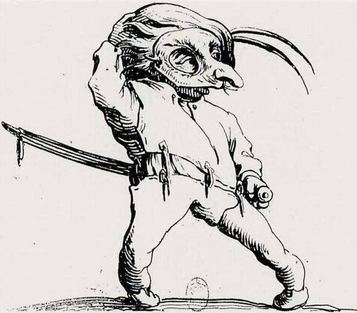 Жак Калло "Карлик в маске" (1622)