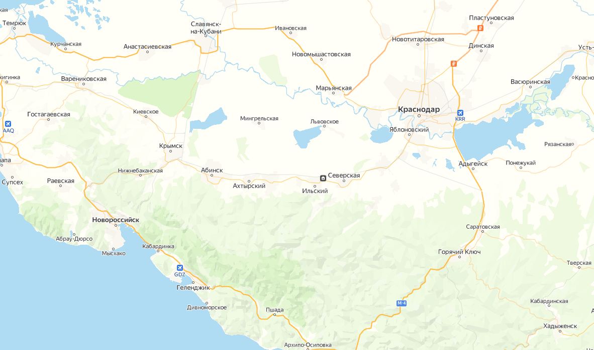 Карта Краснодарского края. 