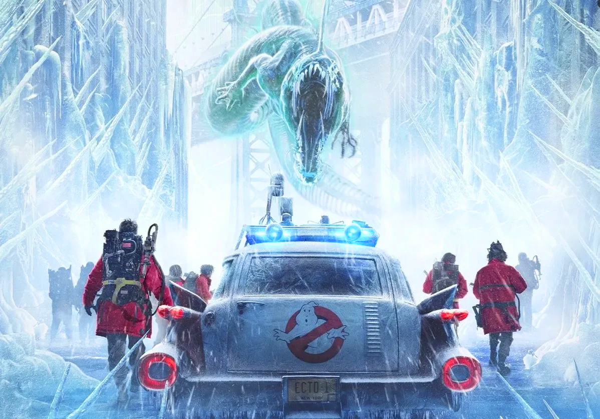 Охотники за привидениями 2024 хорошее качество. Frozen Empire 2024. GHOSTBUSTERS Frozen Empire poster.