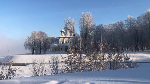 Туман над Волгой и Угличским Кремлем. Мороз -20!