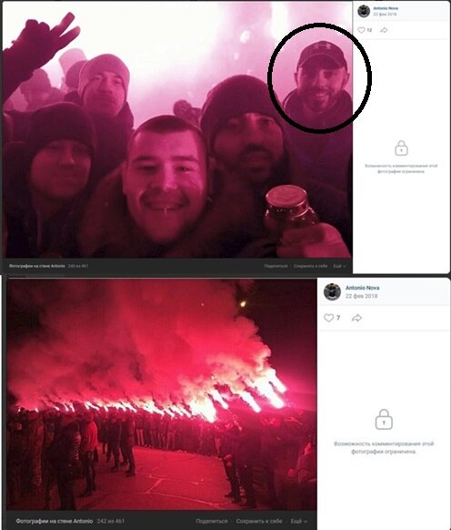 Антон Пушков со своим родным братом на факельном шествии «правосеков».